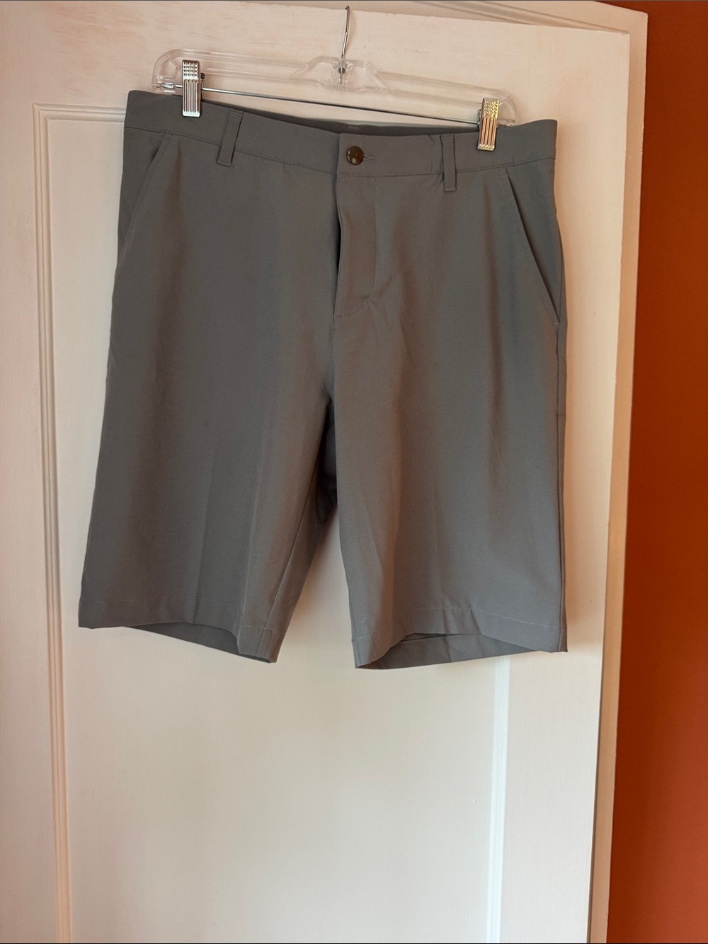 adidas Men's Flat Front Gray Performance Shorts